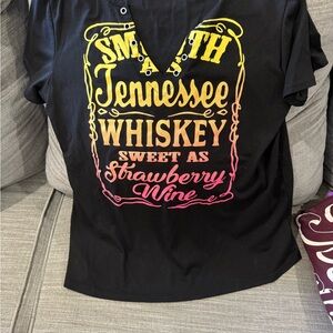 Black Graphic Tee with Colorful Print